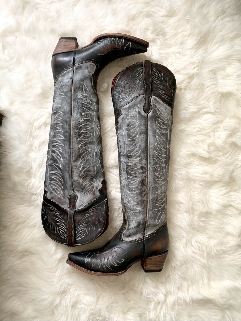 FREEBIRD Misty Ice Tall Black/Grey Cowboy Western Boots 11